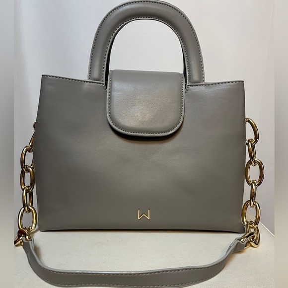 House of Want Handbags - NWOT. House of Want Snack Top Handle Vegan Leather Satchel in Stone Grey.